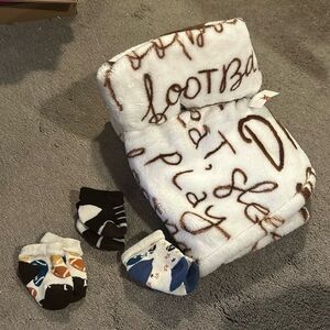 Baby football blanket and baby football socks